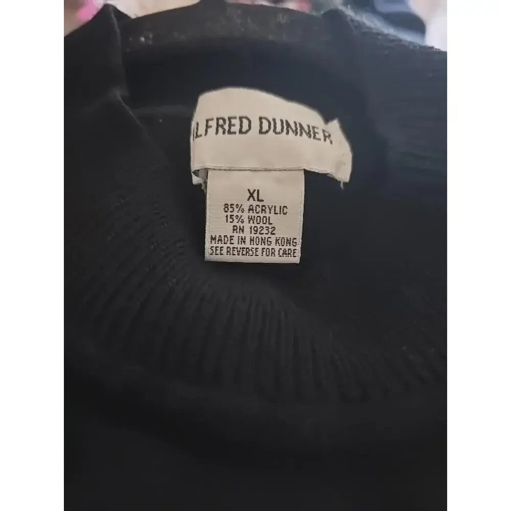 Alfred Dunner Black Embroidered Floral Beaded‎ Pullover Sweater Womans Size XL